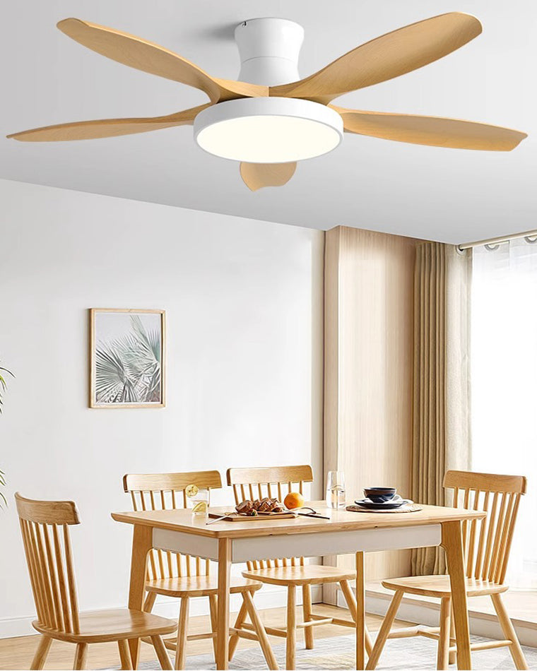 WOMO Large Scandinavian Flush Mount Ceiling Fans with Light - WM5130