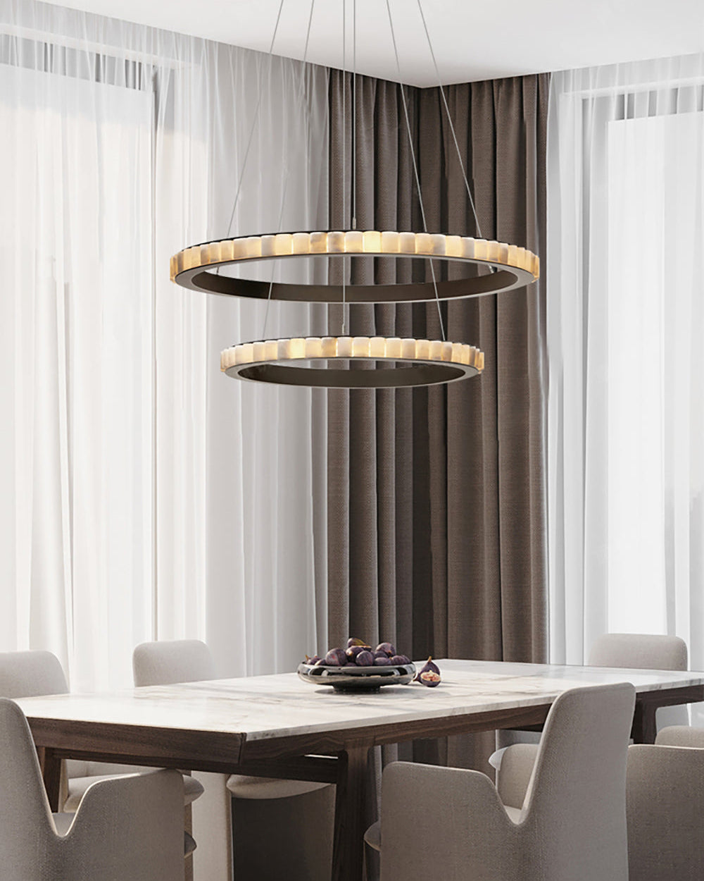 WOMO Multi-Tiered Alabaster Round Chandelier - WM2858