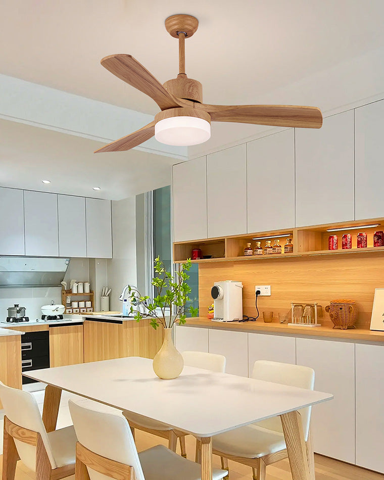 WOMO Ventiladores de techo con luz con 3 Aspas de Madera - WM5068