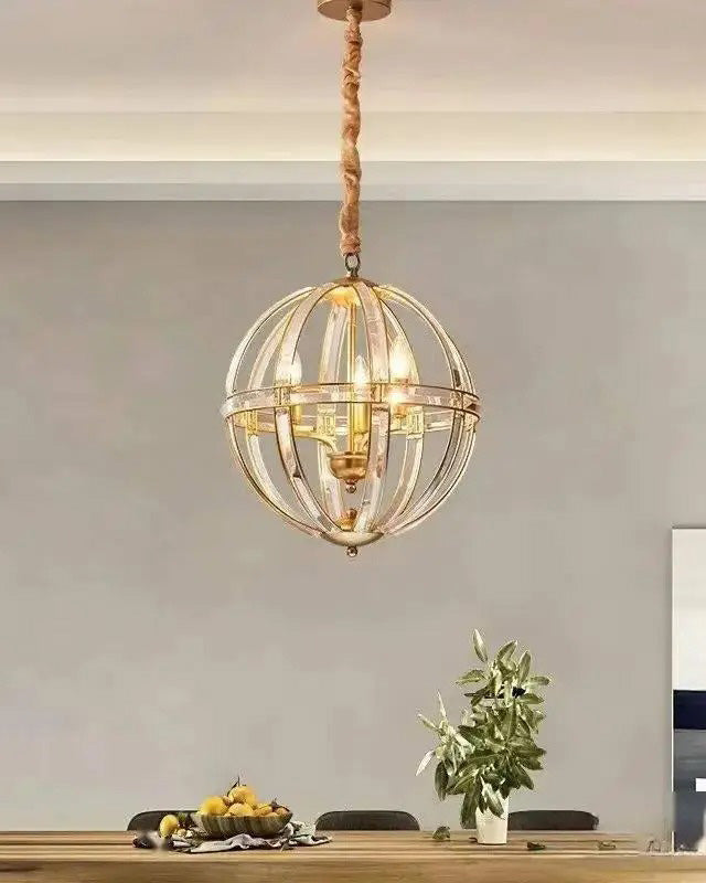 Lámpara de araña WOMO con forma de esfera de cristal tipo jaula - WM2595