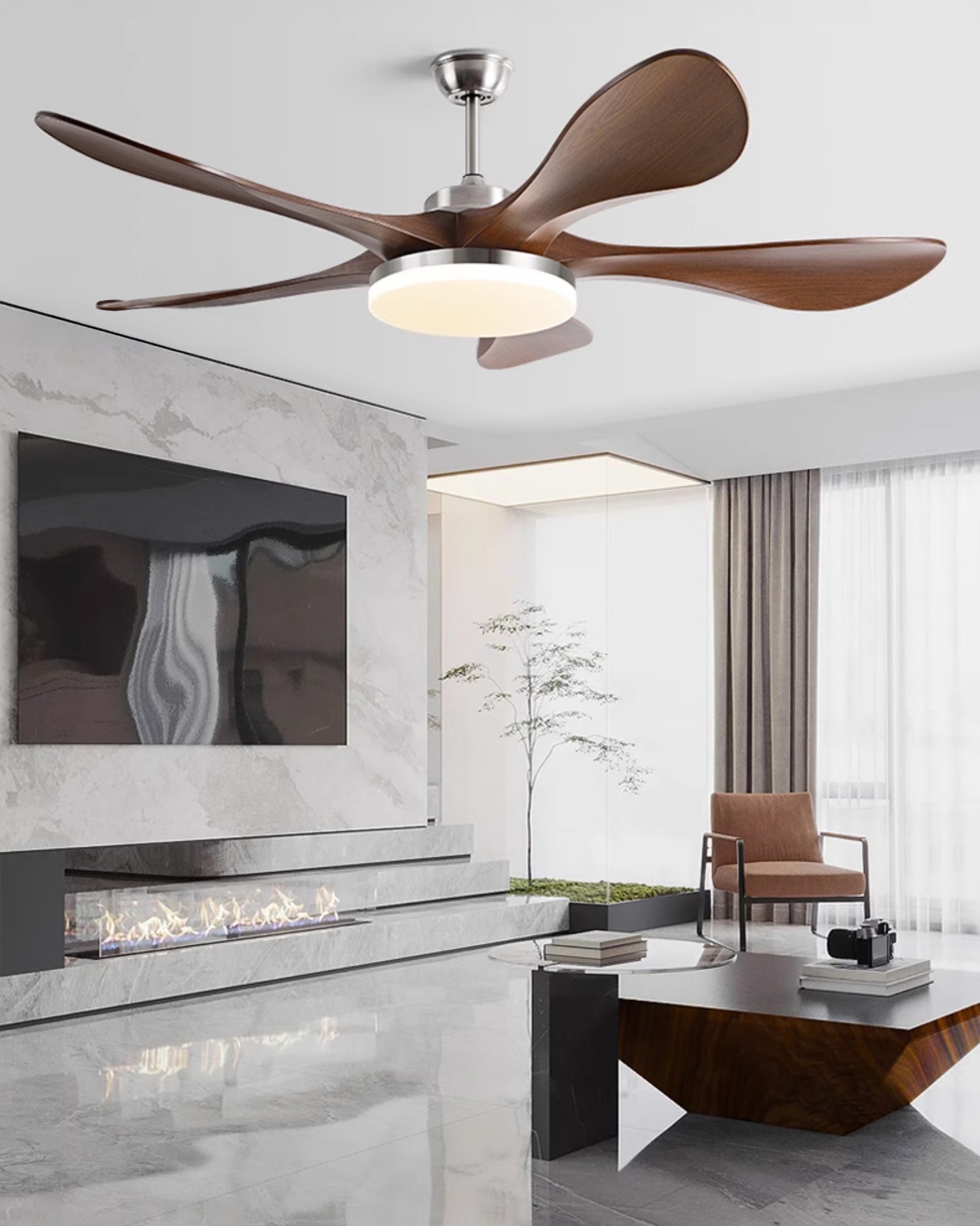 WOMO Mid Century Modern Ceiling Fans with Light - WM5173