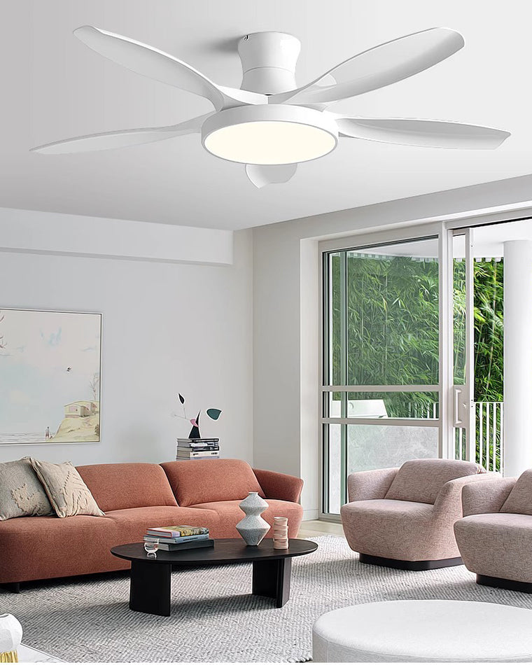 WOMO Large Scandinavian Flush Mount Ceiling Fans with Light - WM5130