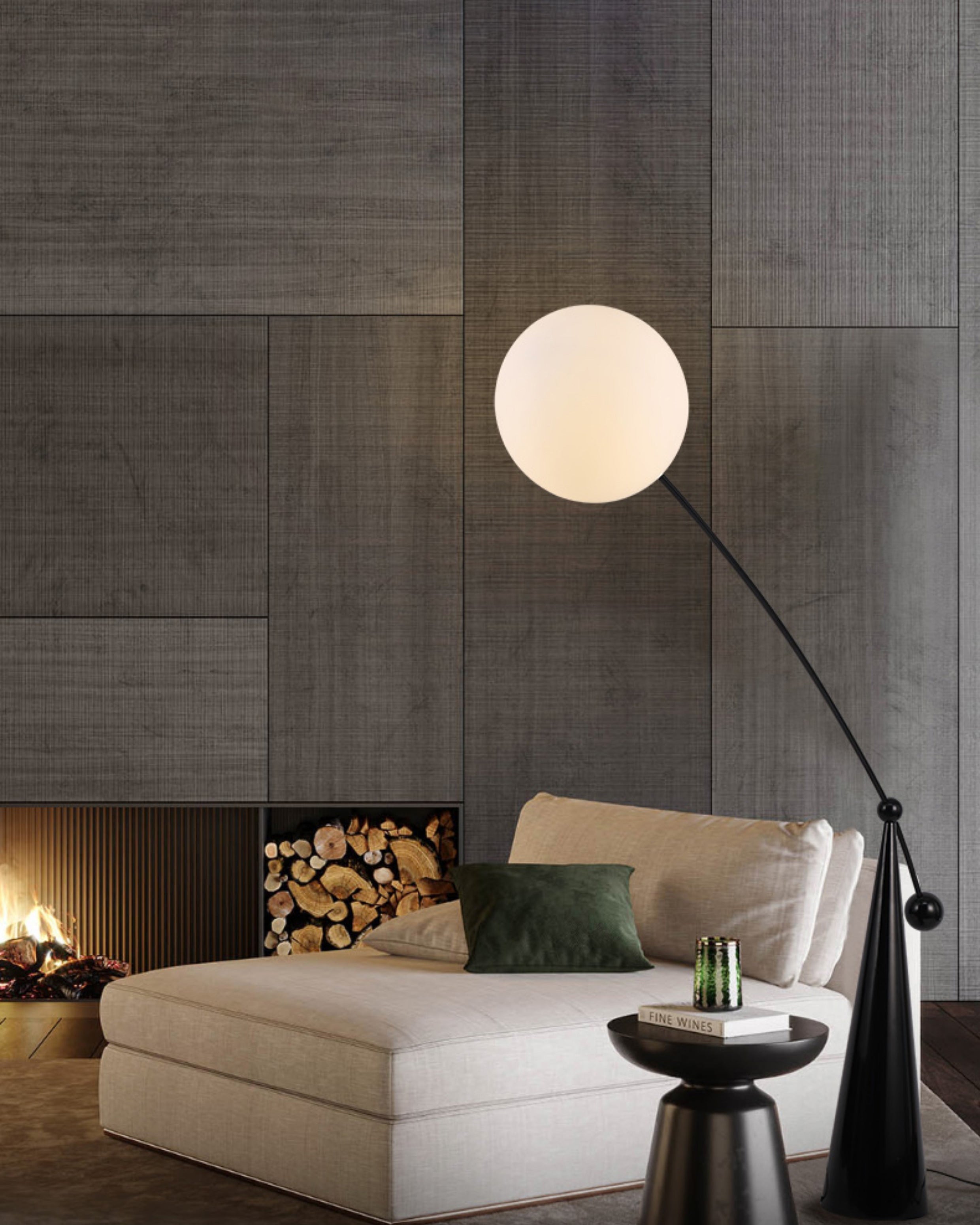 WOMO Cantilever Floor Lamp with Glass Globe - WM7129