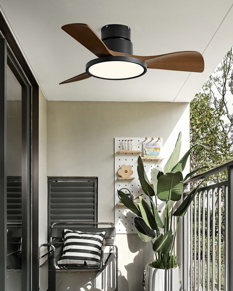 WOMO Ventiladores de techo con luz con 3 Aspas, Perfil Bajo - WM5170