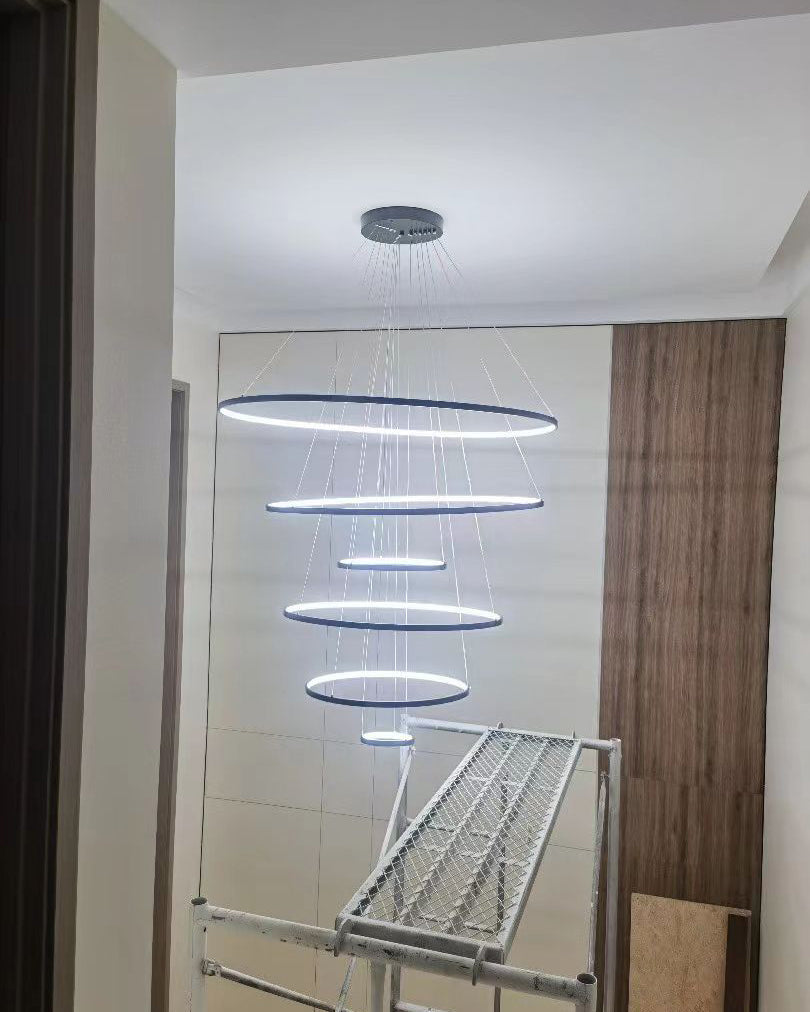 Lámpara de araña LED circular escalonada WOMO negra - WM2652
