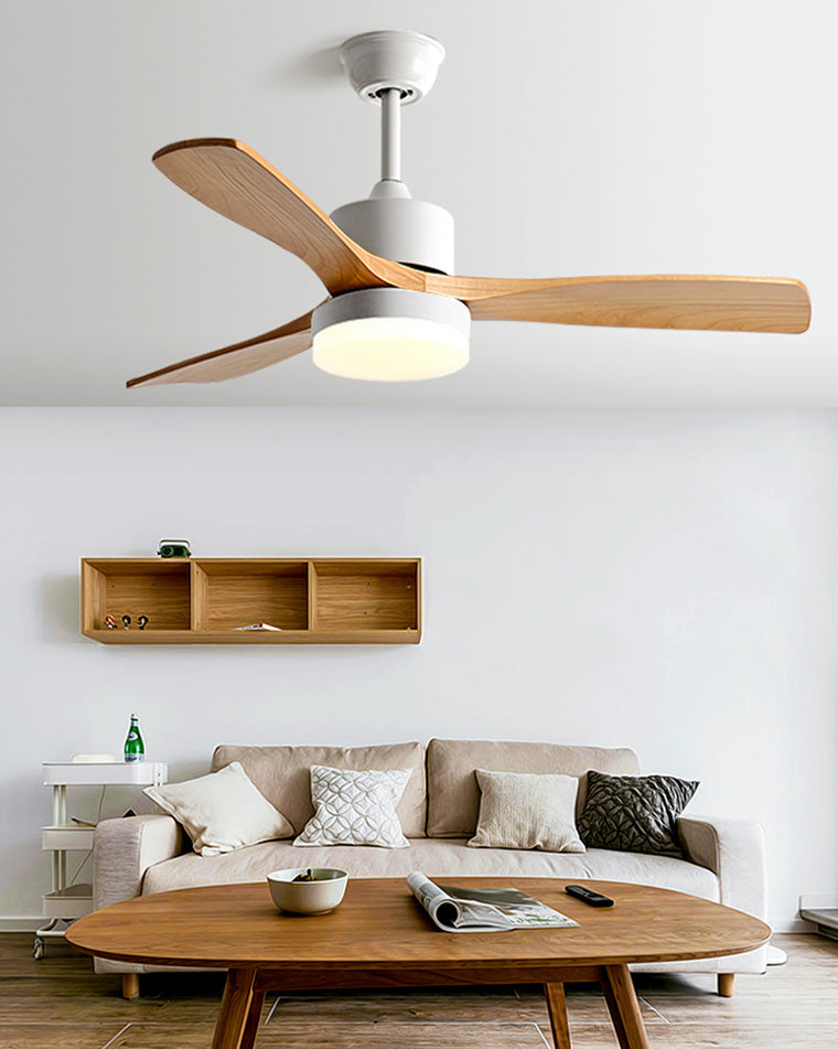 WOMO Ventiladores de techo con luz con 3 Aspas de Madera - WM5068