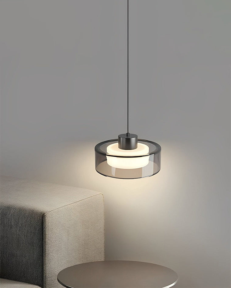 Lámpara colgante WOMO de cristal negro tipo tambor - WM2787
