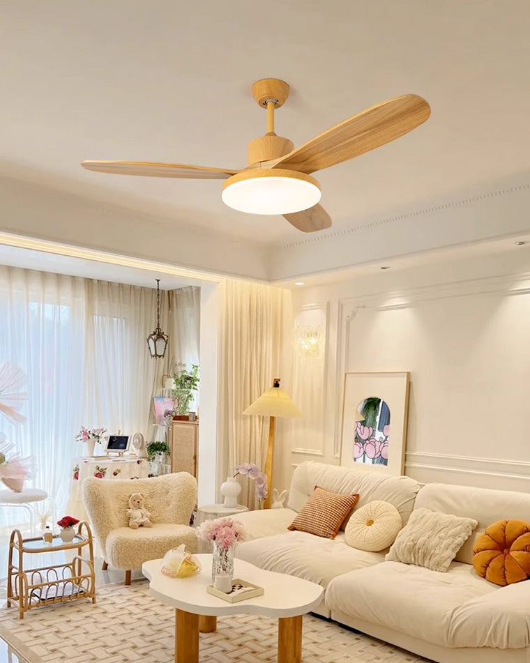 WOMO Ventiladores de techo con luz con 3 Aspas de Madera - WM5090