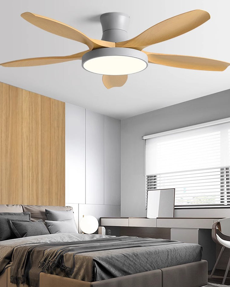 WOMO Large Scandinavian Flush Mount Ceiling Fans with Light - WM5130