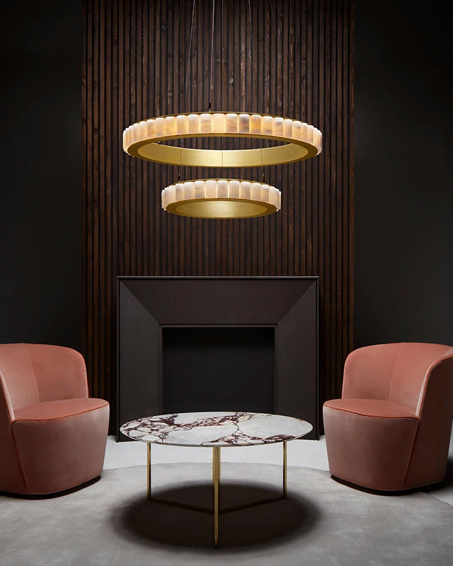 WOMO Multi-Tiered Alabaster Round Chandelier - WM2858
