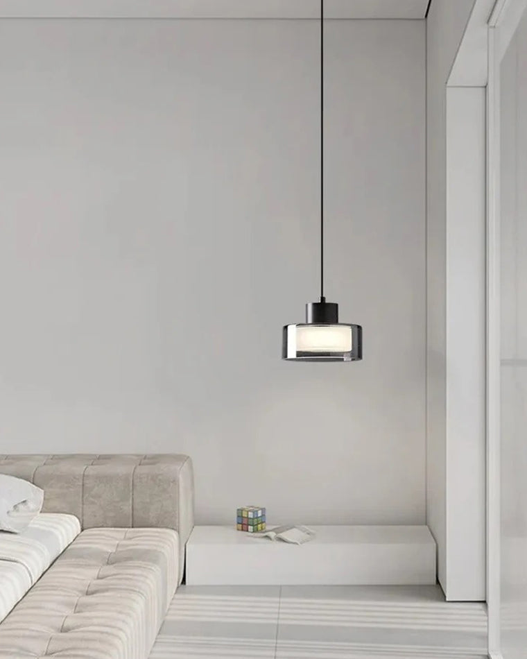 Lámpara colgante WOMO de cristal negro tipo tambor - WM2787