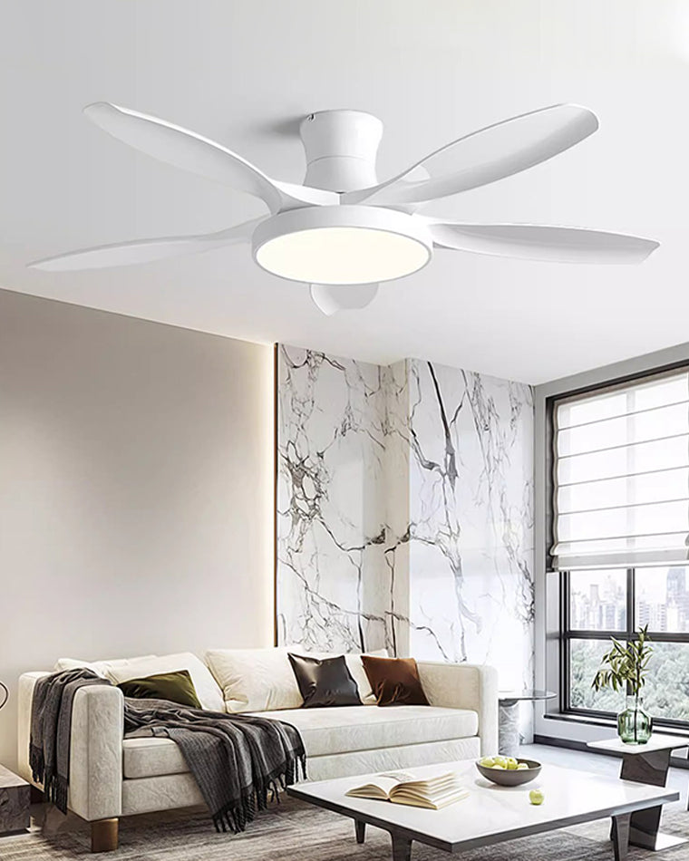WOMO Large Scandinavian Flush Mount Ceiling Fans with Light - WM5130