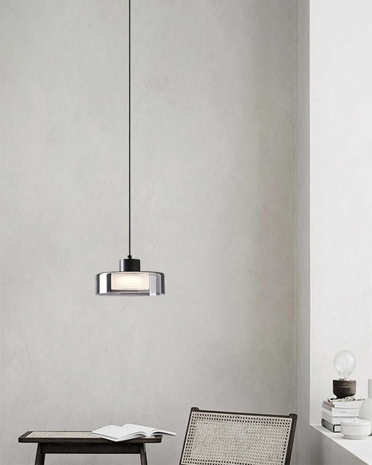 Lámpara colgante WOMO de cristal negro tipo tambor - WM2787