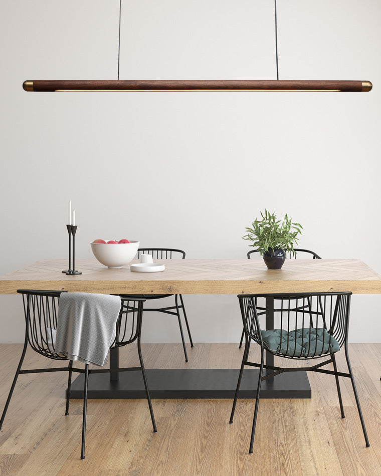 Lámpara colgante lineal LED WOMO color nogal - WM2520