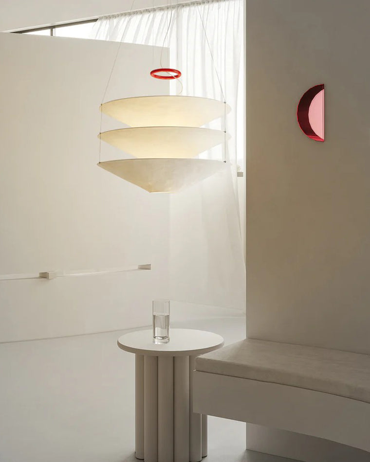 Lámpara colgante WOMO de papel de arroz con forma de cono escalonado - WM2775