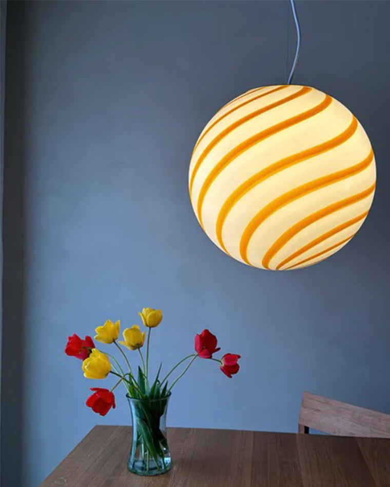Lámpara colgante WOMO con globo de cristal en espiral - WM2613