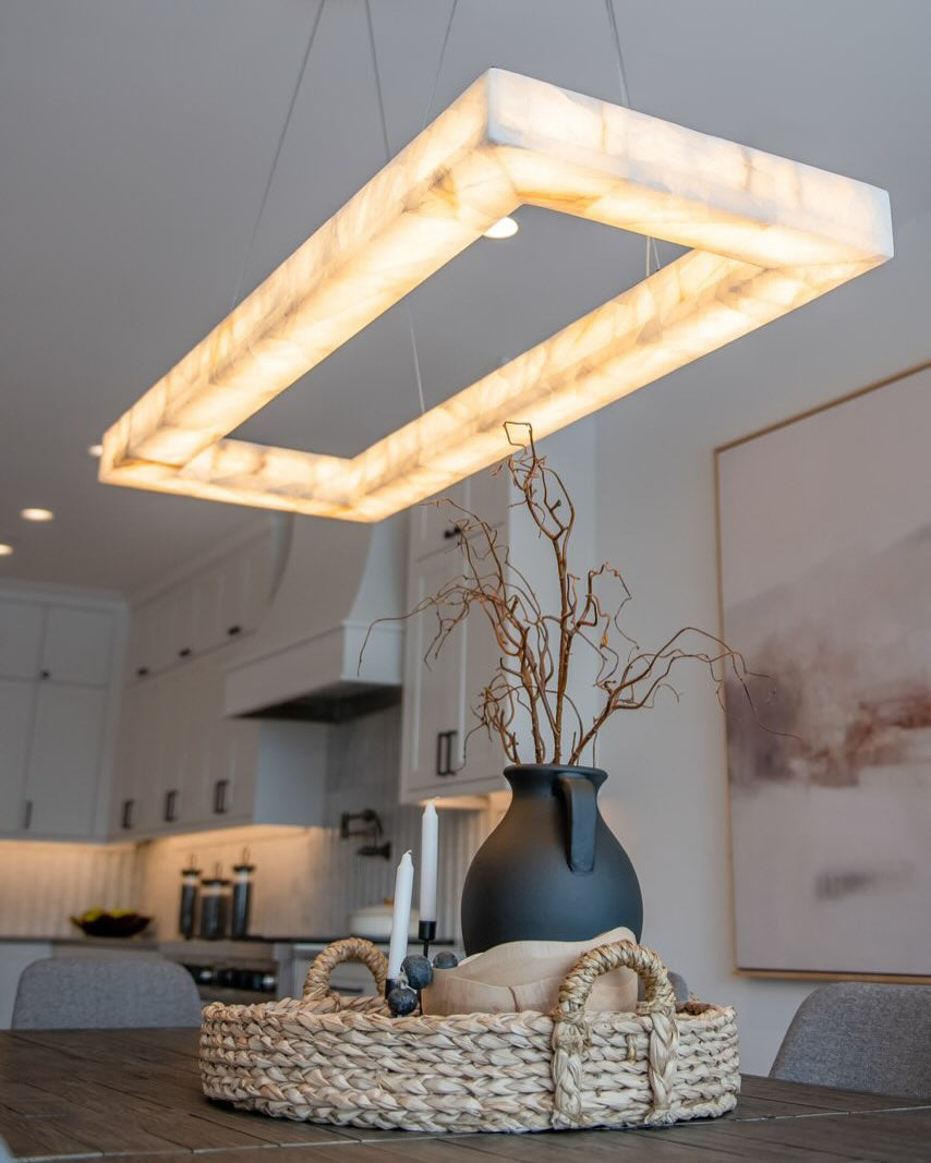 WOMO-WM2822 Alabaster Rectangular Chandelier