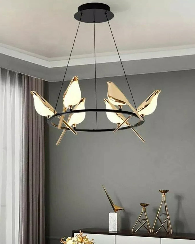 WOMO Gold Bird Round Chandelier - WM2512d