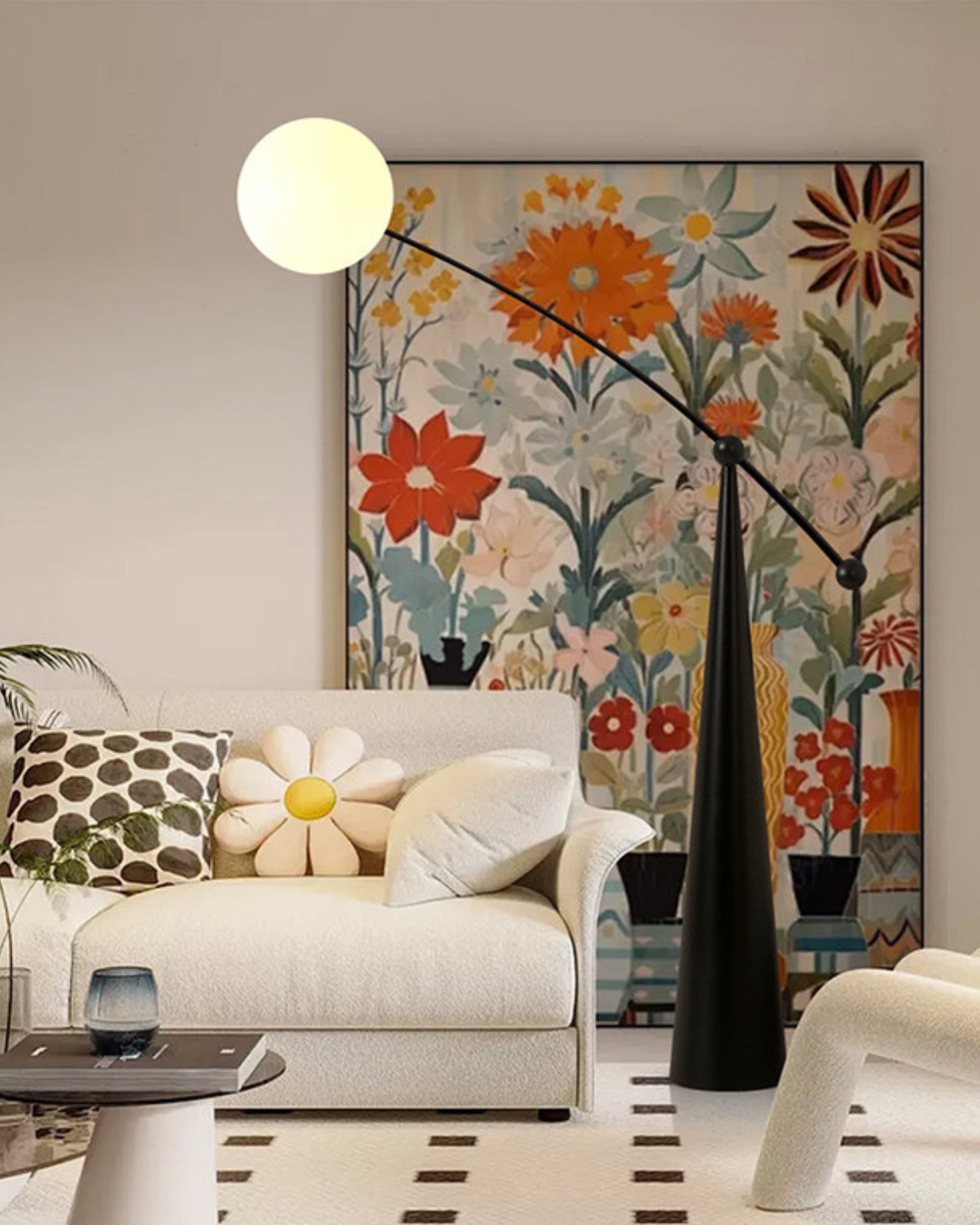 WOMO Cantilever Floor Lamp with Glass Globe - WM7129