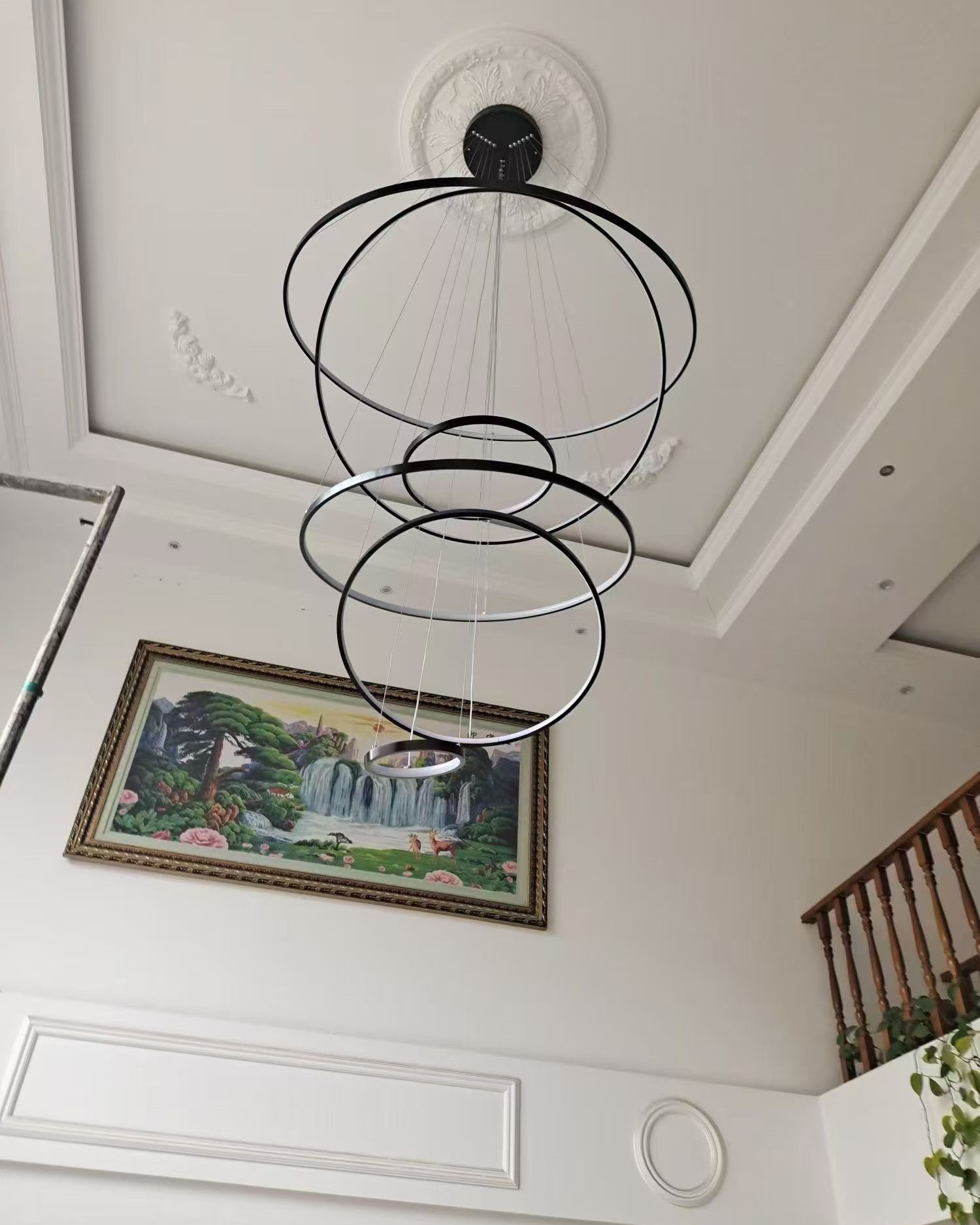 Lámpara de araña LED circular escalonada WOMO negra - WM2652
