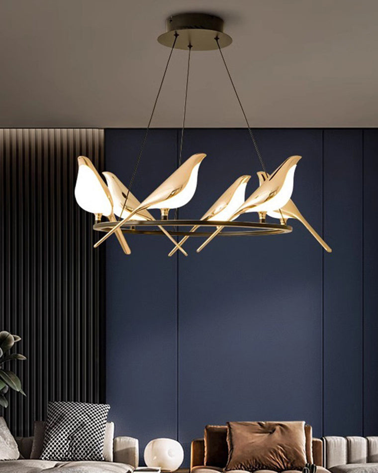 WOMO Gold Bird Round Chandelier - WM2512d