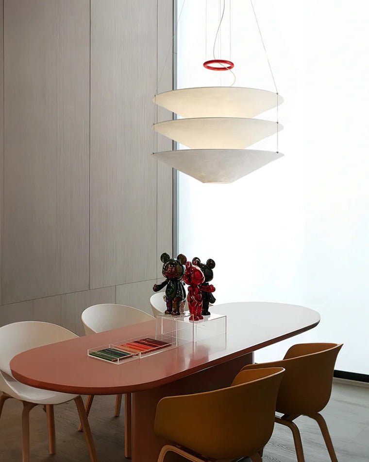 Lámpara colgante WOMO de papel de arroz con forma de cono escalonado - WM2775