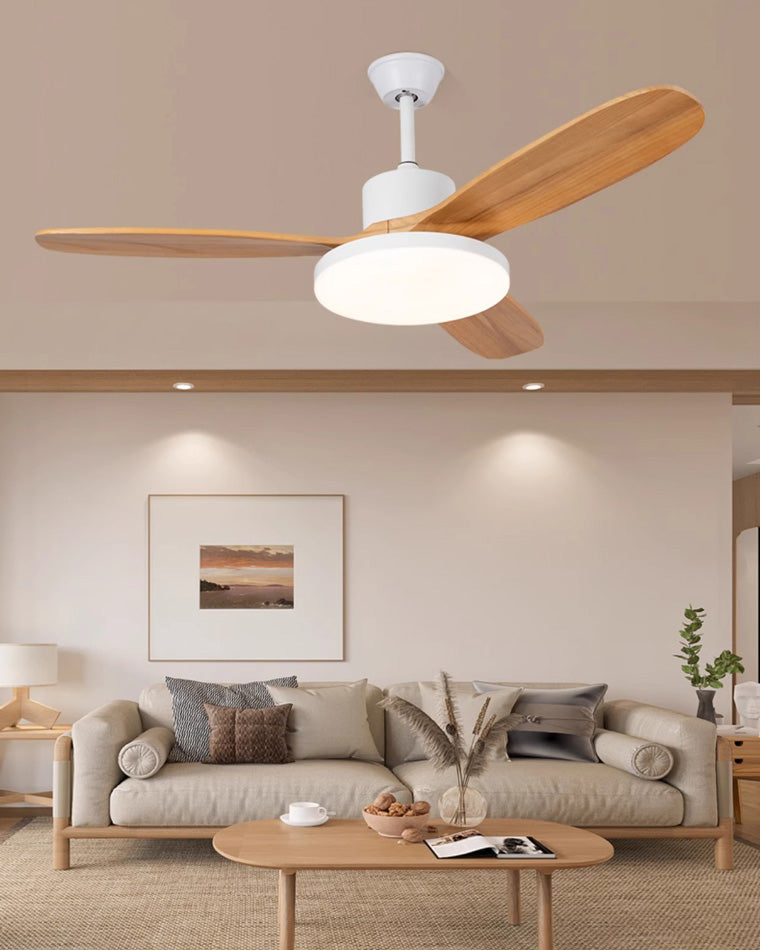 WOMO Ventiladores de techo con luz con 3 Aspas de Madera - WM5090
