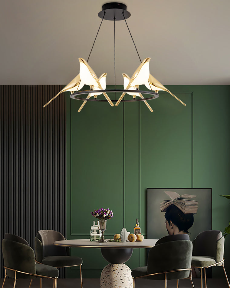 WOMO Gold Bird Round Chandelier - WM2512d