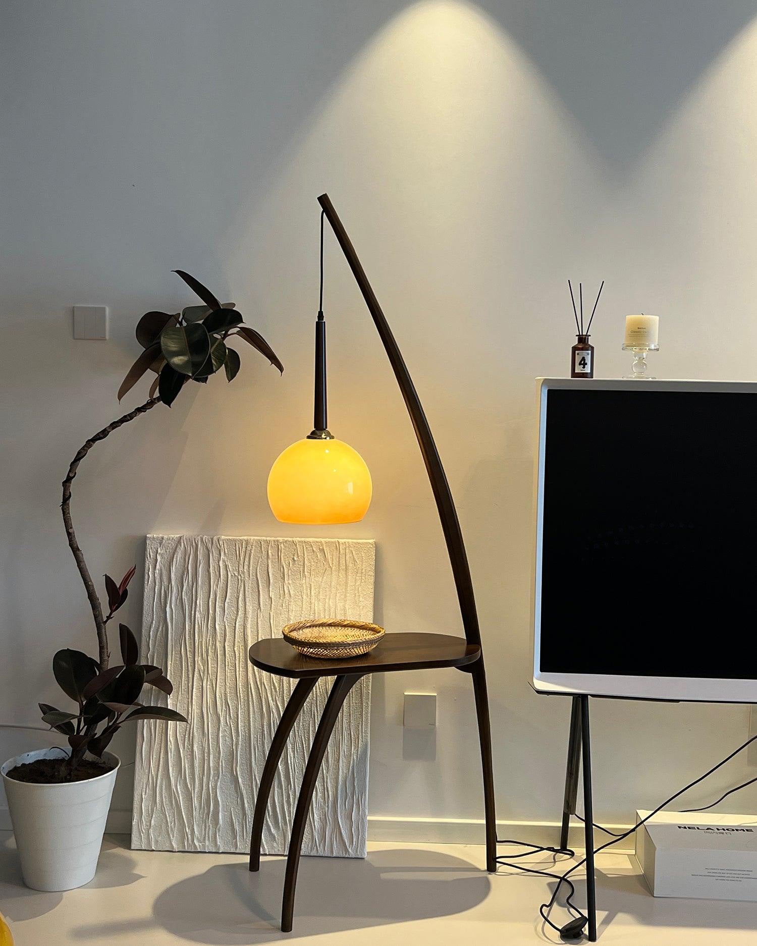 WOMO Wooden Hanging Floor Lamp with Table - WM7130