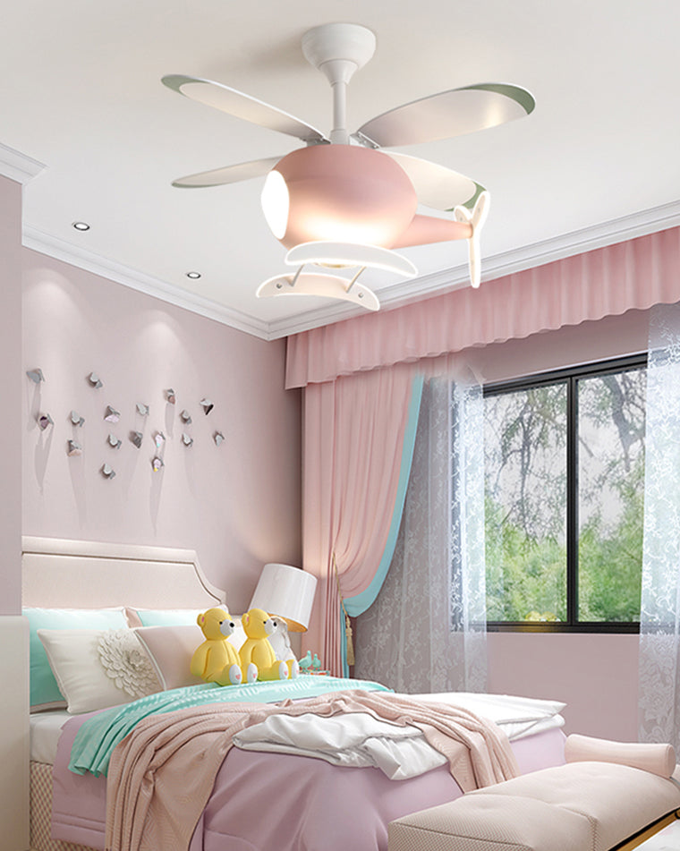 WOMO Ventiladores de techo con luz Avión para Niños - WM5007