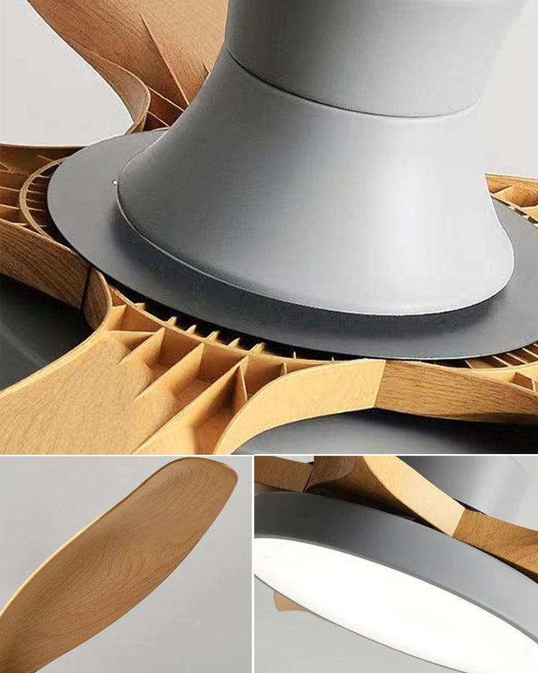 WOMO Large Scandinavian Flush Mount Ceiling Fans with Light - WM5130