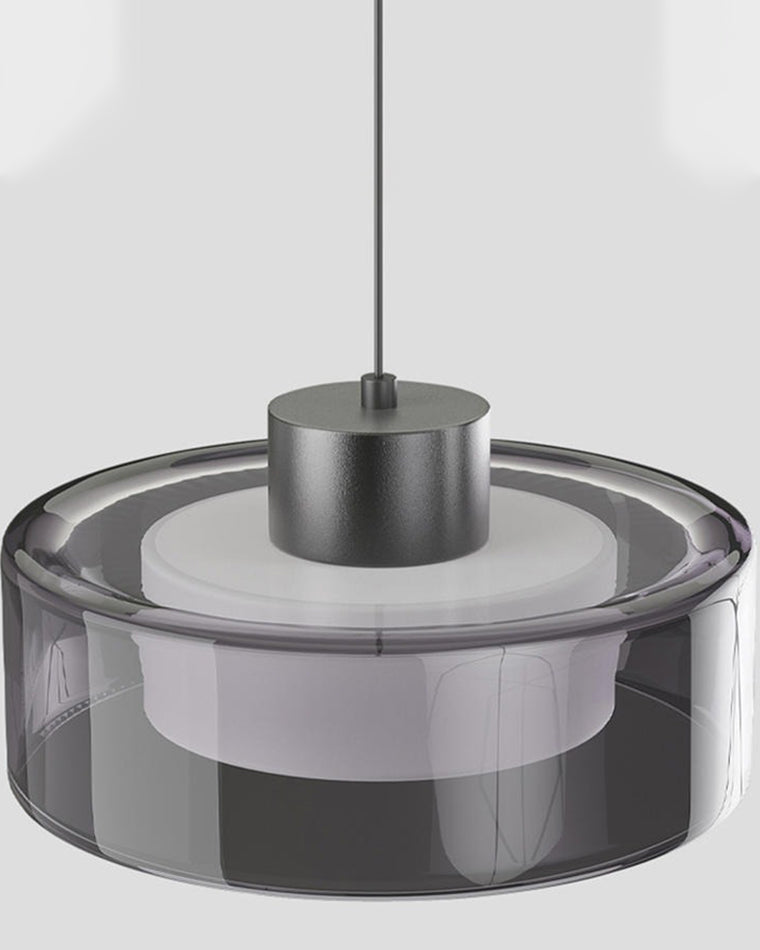 Lámpara colgante WOMO de cristal negro tipo tambor - WM2787