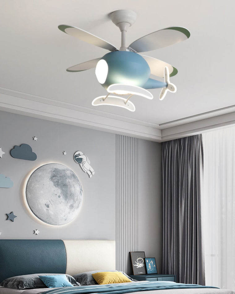 WOMO Ventiladores de techo con luz Avión para Niños - WM5007