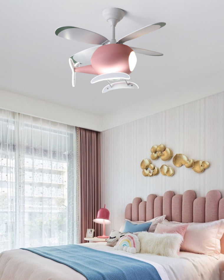 WOMO Ventiladores de techo con luz Avión para Niños - WM5007