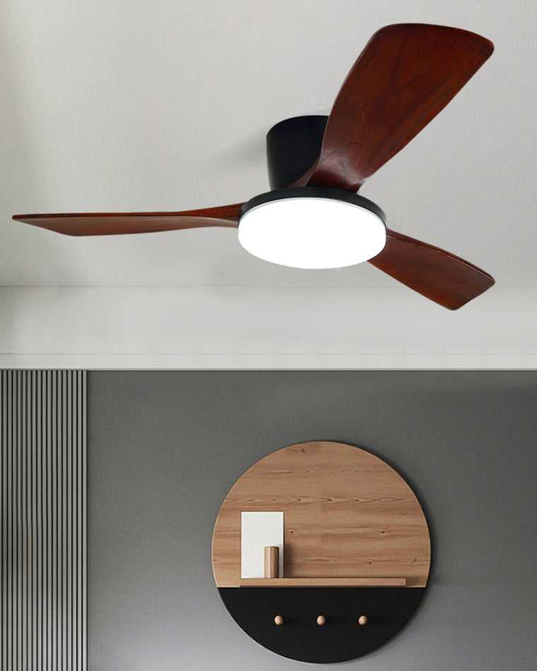 WOMO Ventiladores de techo con luz con 3 Aspas de Madera, Perfil Bajo - WM5058