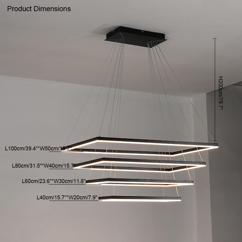 WOMO Lámparas Colgantes Rectangular Escalonado Negro-WM2120