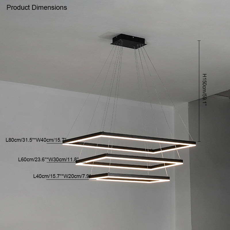 WOMO Lámparas Colgantes Rectangular Escalonado Negro-WM2120