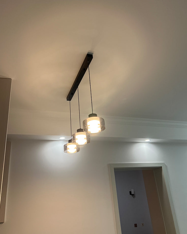Lámpara colgante WOMO de cristal negro tipo tambor - WM2787
