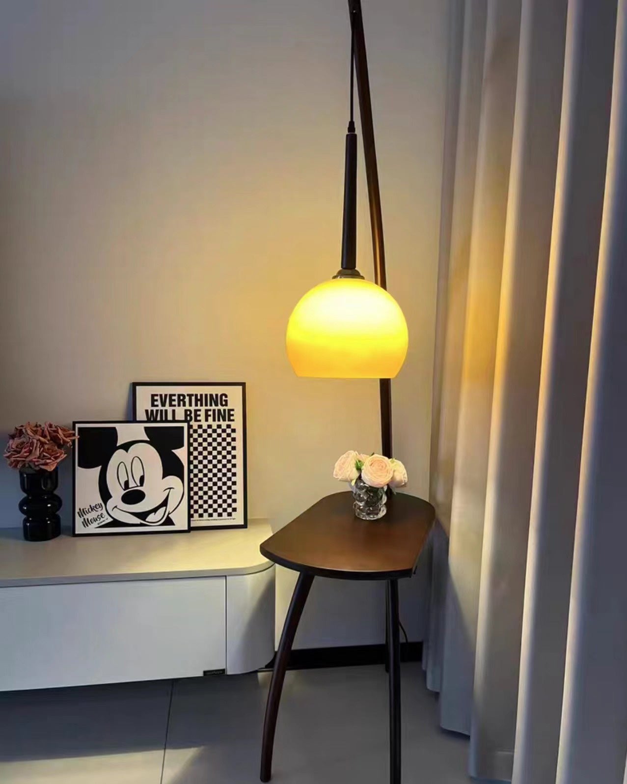 WOMO Wooden Hanging Floor Lamp with Table - WM7130