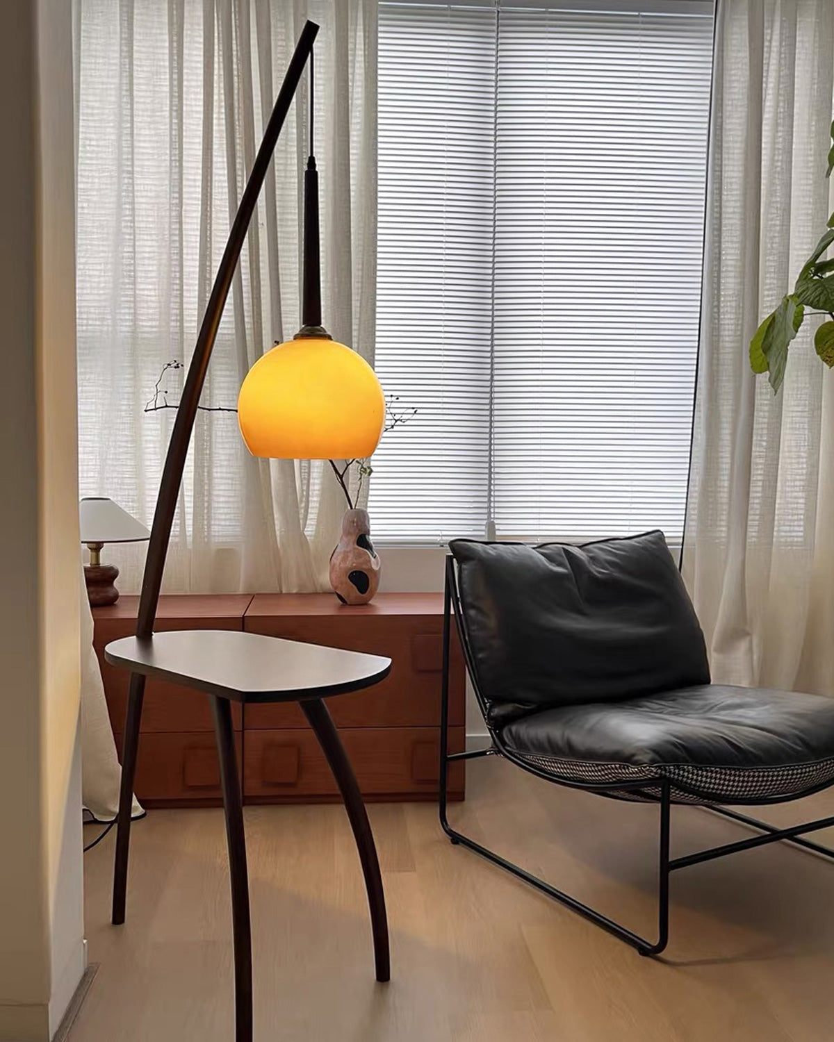 WOMO Wooden Hanging Floor Lamp with Table - WM7130