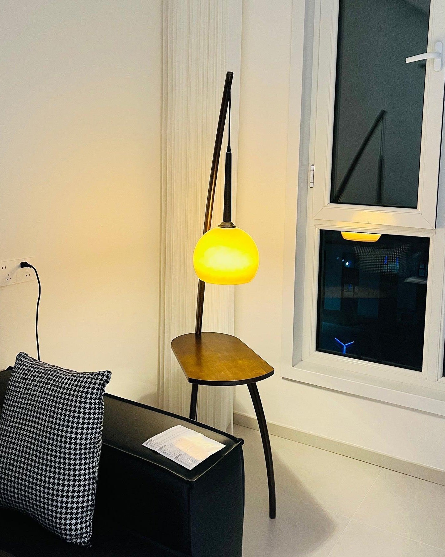 WOMO Wooden Hanging Floor Lamp with Table - WM7130
