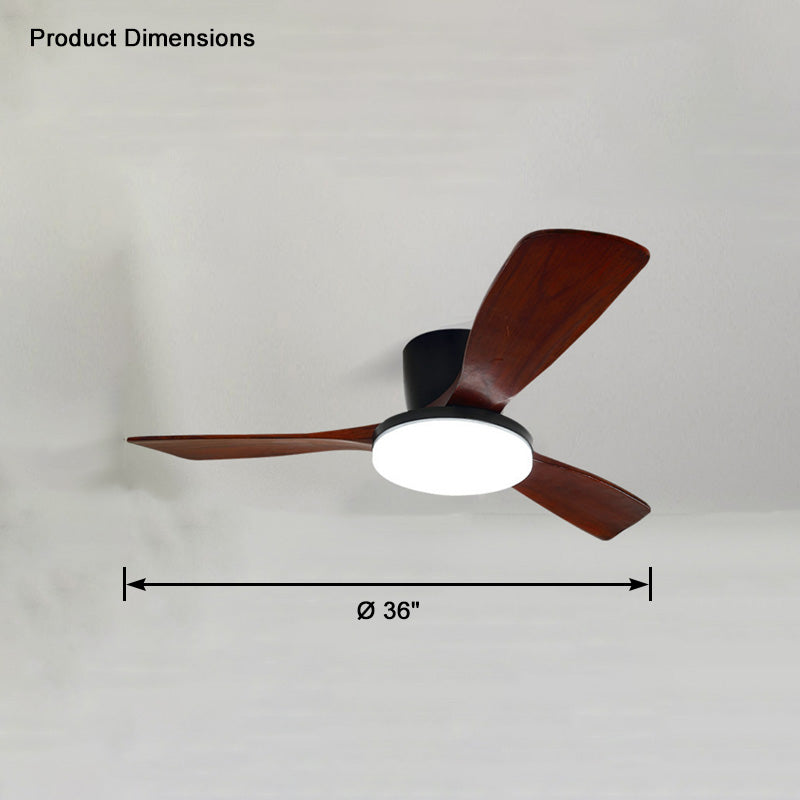 WOMO Ventiladores de techo con luz con 3 Aspas de Madera, Perfil Bajo - WM5058