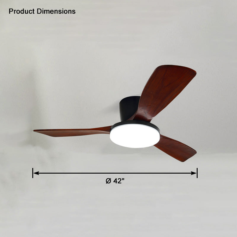 WOMO Ventiladores de techo con luz con 3 Aspas de Madera, Perfil Bajo - WM5058