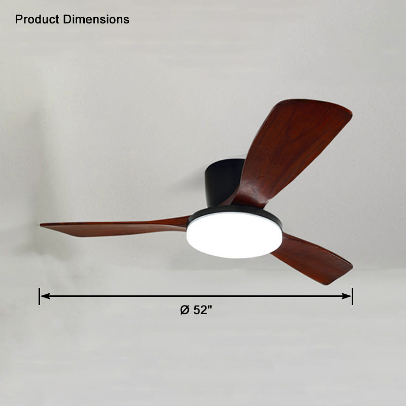 WOMO Ventiladores de techo con luz con 3 Aspas de Madera, Perfil Bajo - WM5058