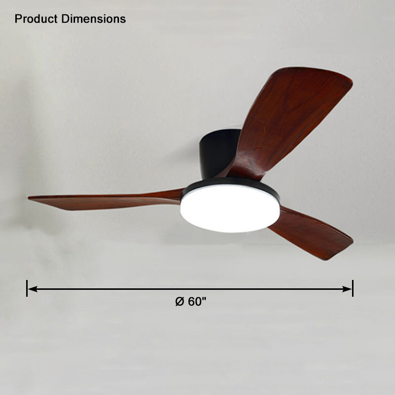 WOMO Ventiladores de techo con luz con 3 Aspas de Madera, Perfil Bajo - WM5058