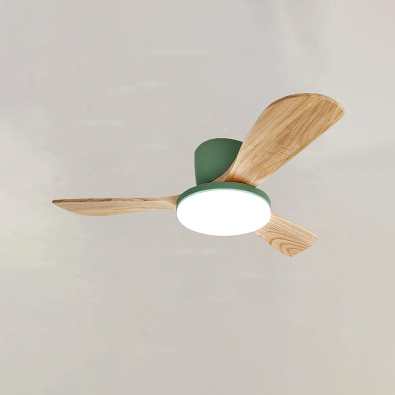 WOMO Ventiladores de techo con luz con 3 Aspas de Madera, Perfil Bajo - WM5058