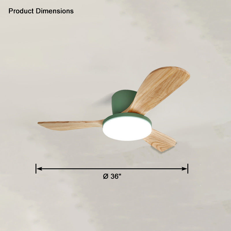WOMO Ventiladores de techo con luz con 3 Aspas de Madera, Perfil Bajo - WM5058