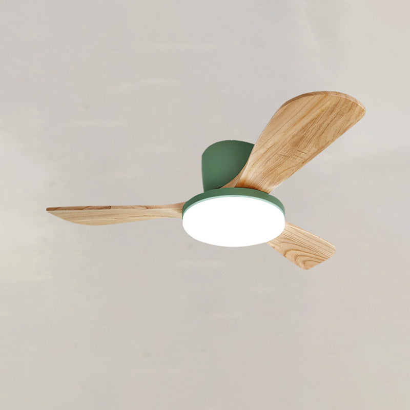 WOMO Ventiladores de techo con luz con 3 Aspas de Madera, Perfil Bajo - WM5058