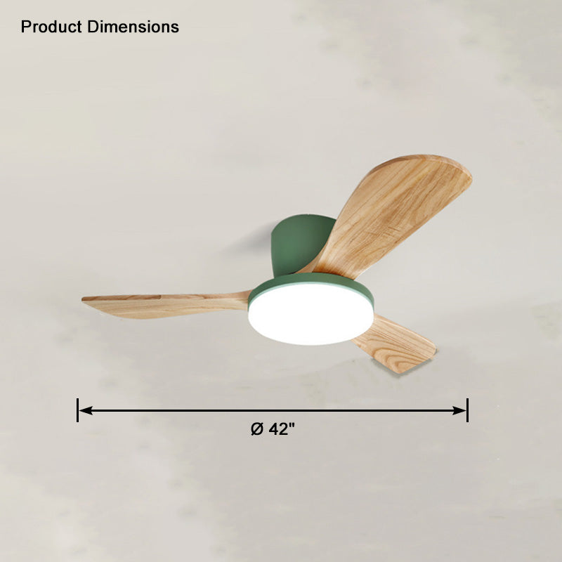 WOMO Ventiladores de techo con luz con 3 Aspas de Madera, Perfil Bajo - WM5058