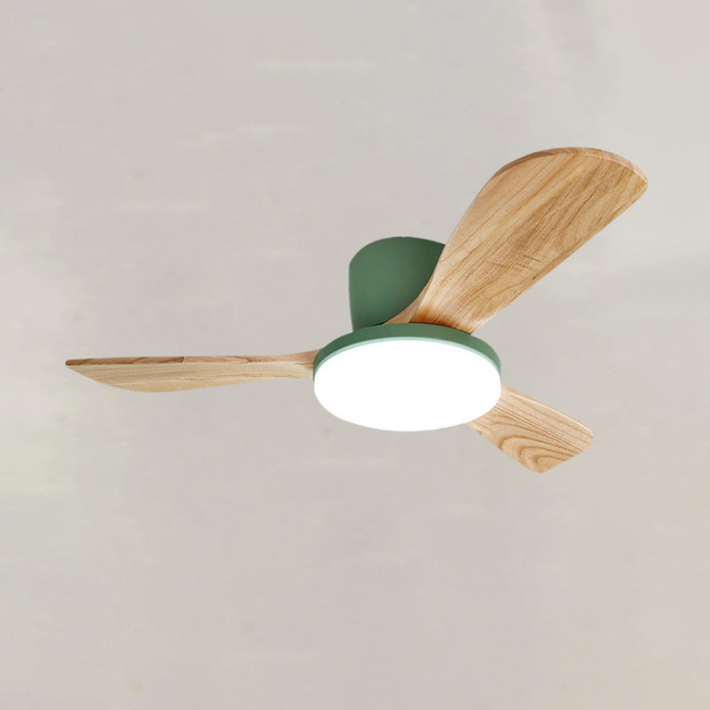 WOMO Ventiladores de techo con luz con 3 Aspas de Madera, Perfil Bajo - WM5058